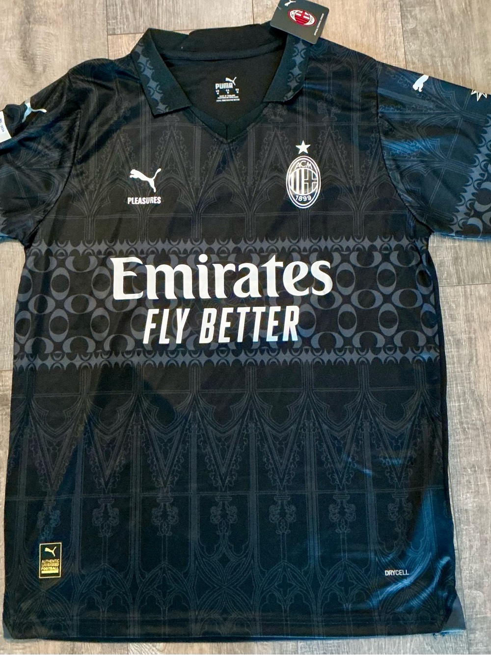 Puma AC Milan Rafa Leao #10 Black and White Emirates Jersey